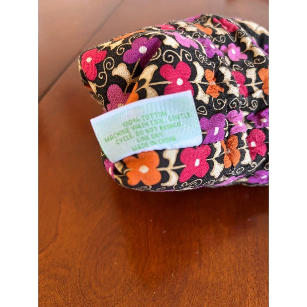 Vera Bradley Quilted Floral Drawstring Wine/Gift Bag Black Pink Orange Purple